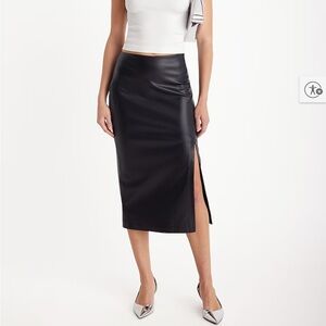 Express High Waisted Faux Leather Midi Pencil Skirt